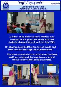 Lecture of Dentist for patents of Anand Balwadi